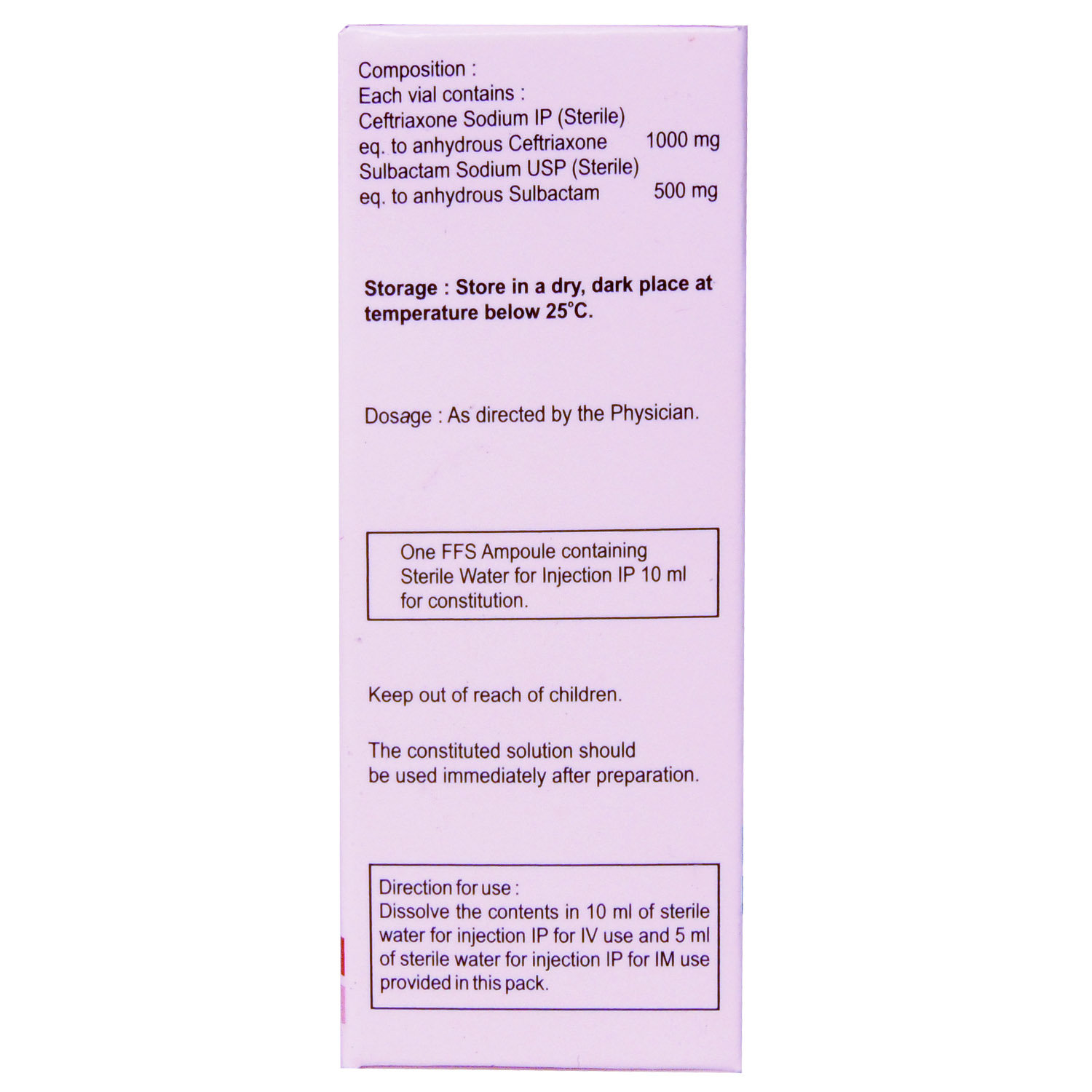 Mahacef SB 1.5gm Injection 1's, Pack of 1 INJECTION Mahacef SB 1.5gm Injection 1's, Pack of 1 INJECTION