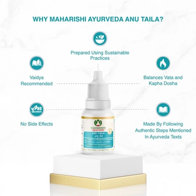 Maharishi Ayurveda Anu Taila 10 ml|Nasal Congestion Relief Oil | Migraine &amp; Sinusitis Treatment | Improve Sensory Perception, Pack of 1