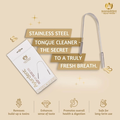 Maharishi Ayurveda Ayurdent Stainless Steel Tongue Cleaner, 1 Count, Pack of 1