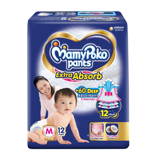 MamyPoko Extra Absorb Diaper Pants Medium, 12 Count
