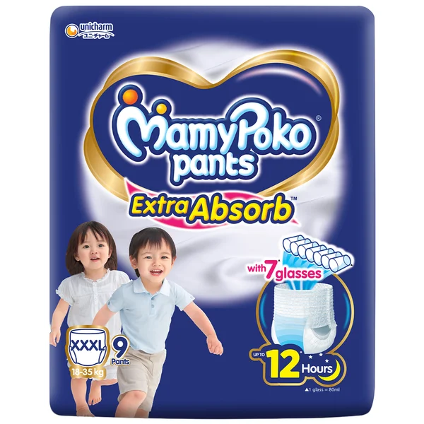 MamyPoko Extra Absorb Diaper Pants XXXL, 9 Count