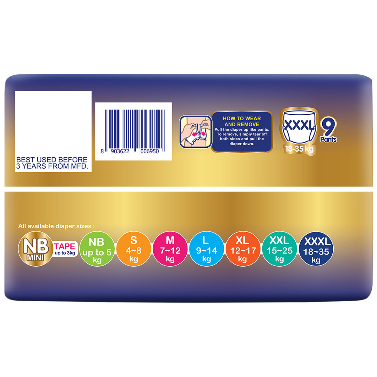 MamyPoko Extra Absorb Diaper Pants XXXL, 9 Count, Pack of 1 MamyPoko Extra Absorb Diaper Pants XXXL, 9 Count, Pack of 1