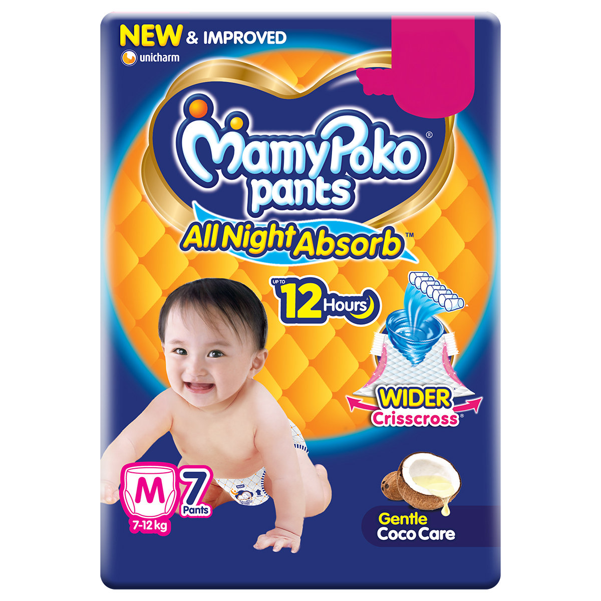 MamyPoko All Night Absorb Diaper Pants Medium, 7 Count, Pack of 1 MamyPoko All Night Absorb Diaper Pants Medium, 7 Count, Pack of 1