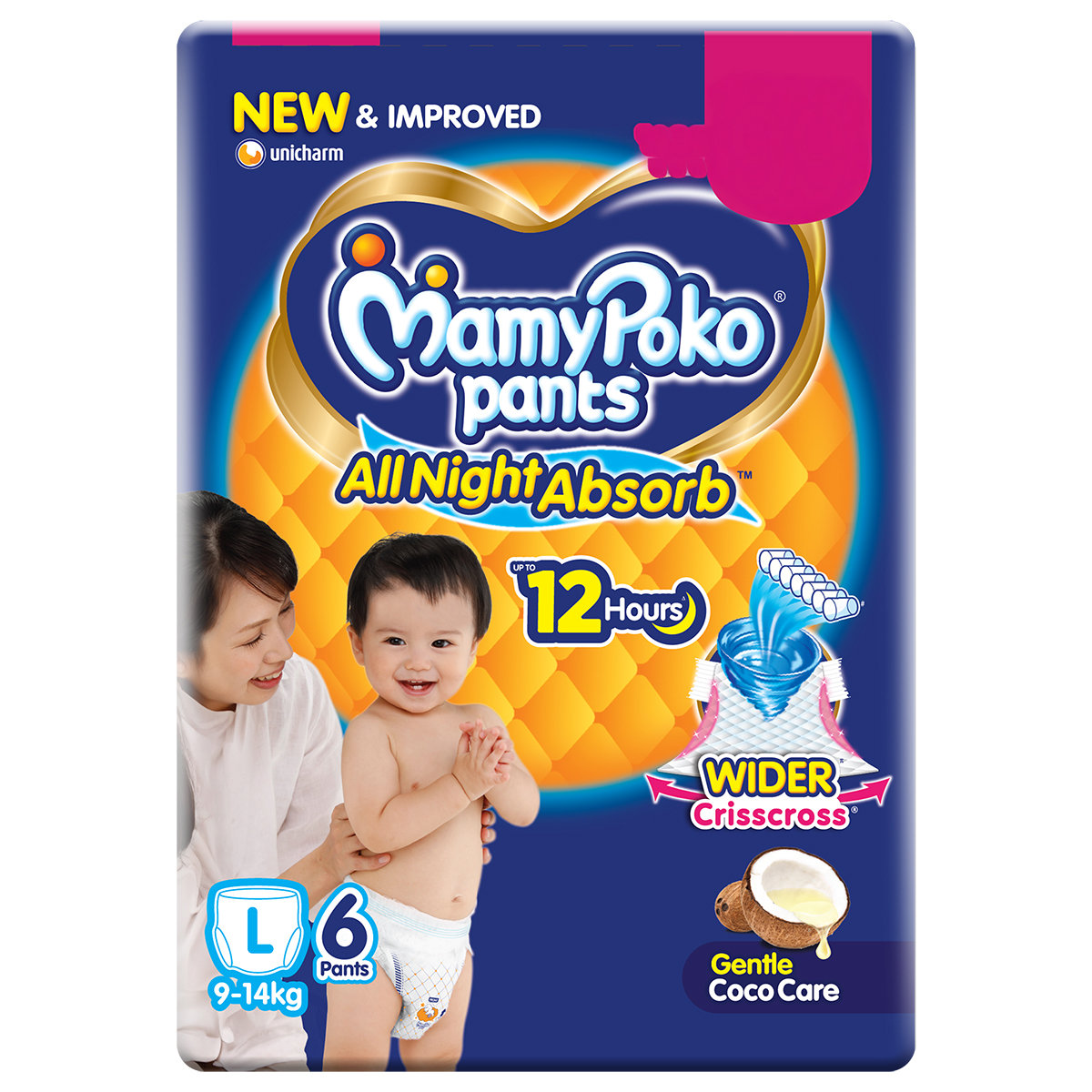 MamyPoko All Night Absorb Diaper Pants Large, 6 Count, Pack of 1 MamyPoko All Night Absorb Diaper Pants Large, 6 Count, Pack of 1