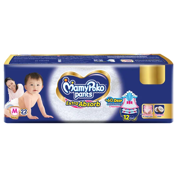 MamyPoko Extra Absorb Diaper Pants Medium, 22 Count, Pack of 1