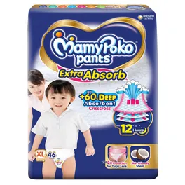 MamyPoko Extra Absorb Diaper Pants XL, 46 Count, Pack of 1