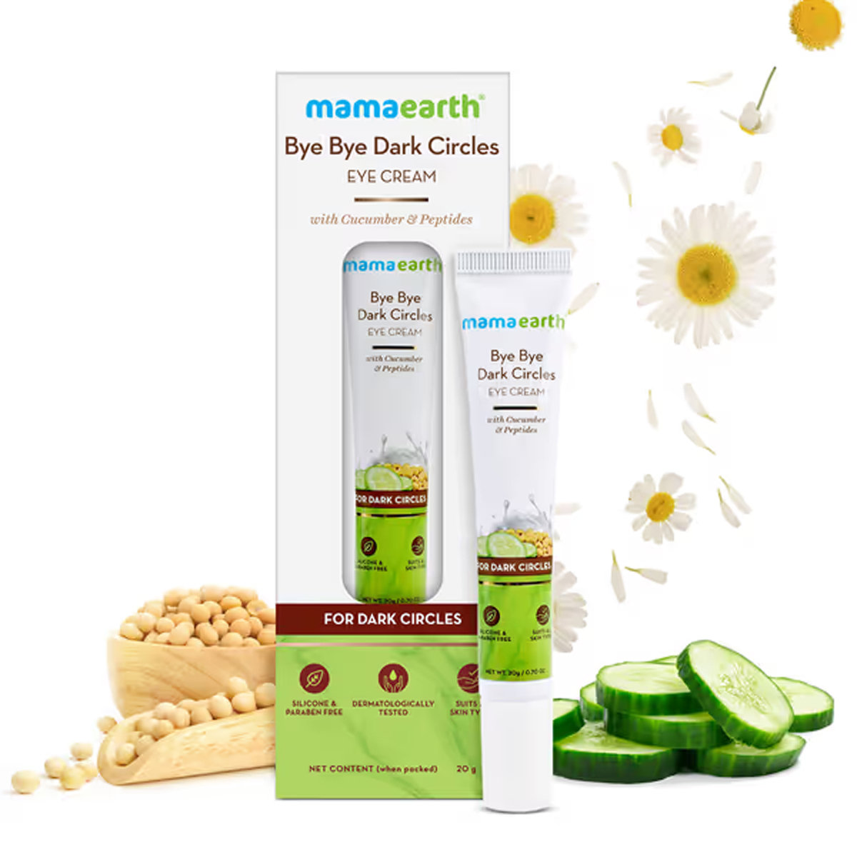 Mamaearth Bye Bye Dark Circles Eye Cream 20 gm | With Cucumber & Peptides | Reduces Dark Circles | Nourishes Under Eye Skin | For All Skin Type, Pack of 1 Mamaearth Bye Bye Dark Circles Eye Cream 20 gm | With Cucumber & Peptides | Reduces Dark Circles | Nourishes Under Eye Skin | For All Skin Type, Pack of 1