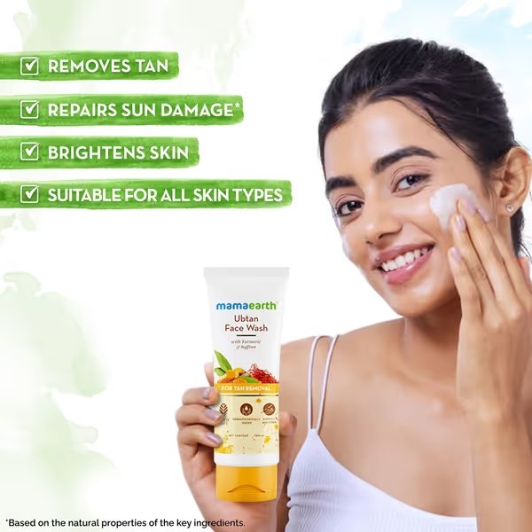 Mamaearth Ubtan Face Wash 100 ml | Turmeric & Saffron | Gentle Exfoliation | For Tan Removal | Brightens Skin | For All Skin Type, Pack of 1 Mamaearth Ubtan Face Wash 100 ml | Turmeric & Saffron | Gentle Exfoliation | For Tan Removal | Brightens Skin | For All Skin Type, Pack of 1