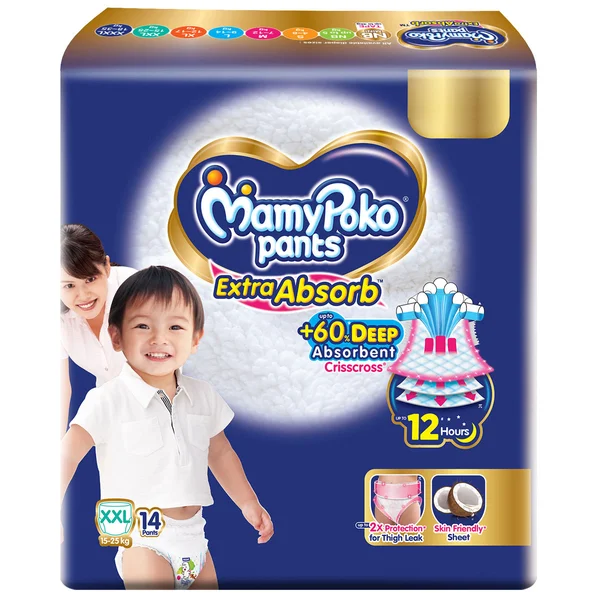 MamyPoko Extra Absorb Diaper Pants XXL, 14 Count, Pack of 1