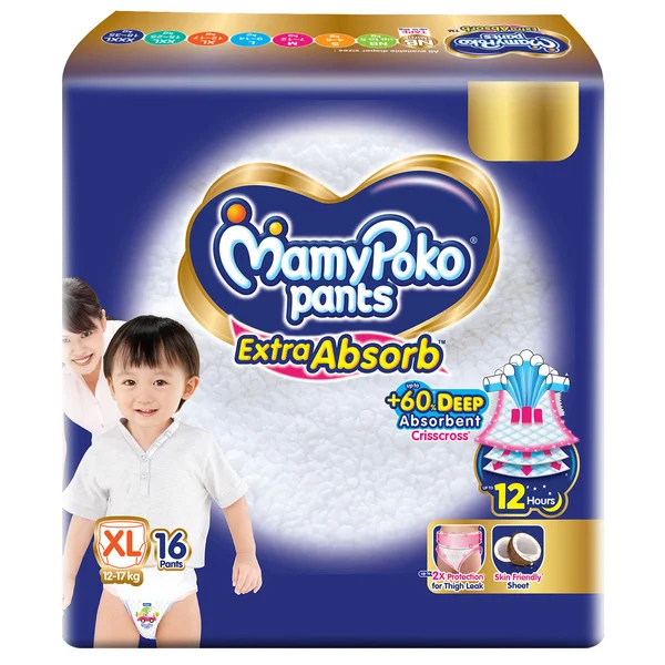 MamyPoko Extra Absorb Diaper Pants XL, 16 Count, Pack of 1