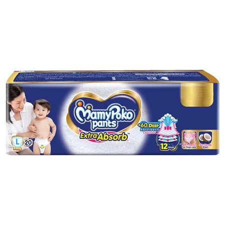 MamyPoko Extra Absorb Diaper Pants Large, 20 Count