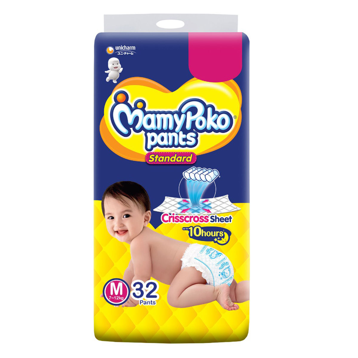 MamyPoko Standard Diaper Pants Medium, 32 Count Price, Uses, Side ...