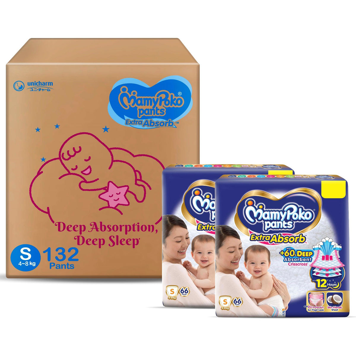 Buy MamyPoko Extra Absorb Diaper Pants Small, 132 Count Online