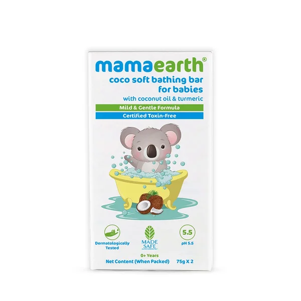 Mamaearth Coco Soft Bathing Bar for 0+ Years Babies, 150 gm (2x75 gm), Pack of 1