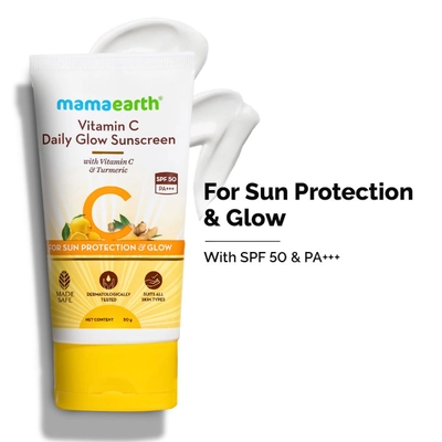 Mamaearth Vitamin C Daily Glow Sunscreen, 50 gm, Pack of 1