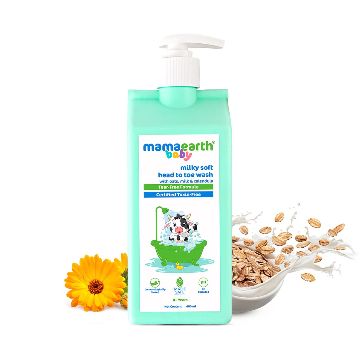 Mamaearth Milky Soft Head to Toe Wash with Oats, Milk, and Calendula for 0+ Years Babies, 400 ml, Pack of 1 Mamaearth Milky Soft Head to Toe Wash with Oats, Milk, and Calendula for 0+ Years Babies, 400 ml, Pack of 1