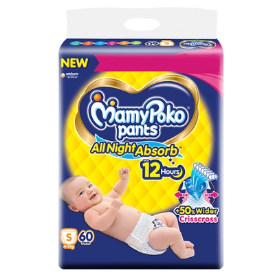 MamyPoko Standard Diapers Pants Small, 60 Count, Pack of 1