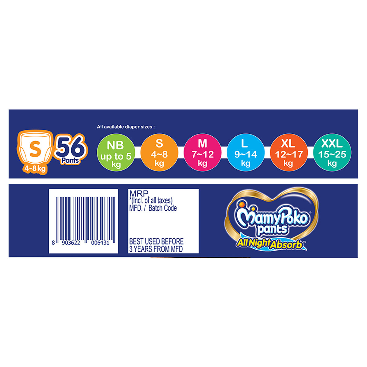 MamyPoko All Night Absorb Diapers Pants Small, 56 Count, Pack of 1 MamyPoko All Night Absorb Diapers Pants Small, 56 Count, Pack of 1