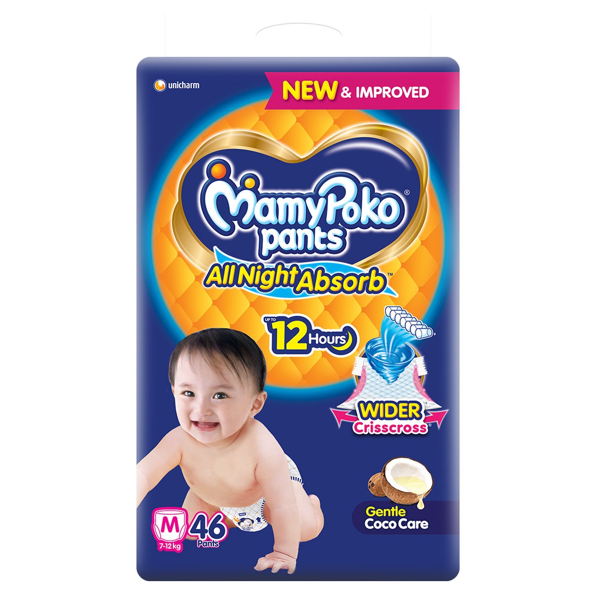 MamyPoko All Night Absorb Diapers Pants Medium, 46 Count, Pack of 1 MamyPoko All Night Absorb Diapers Pants Medium, 46 Count, Pack of 1