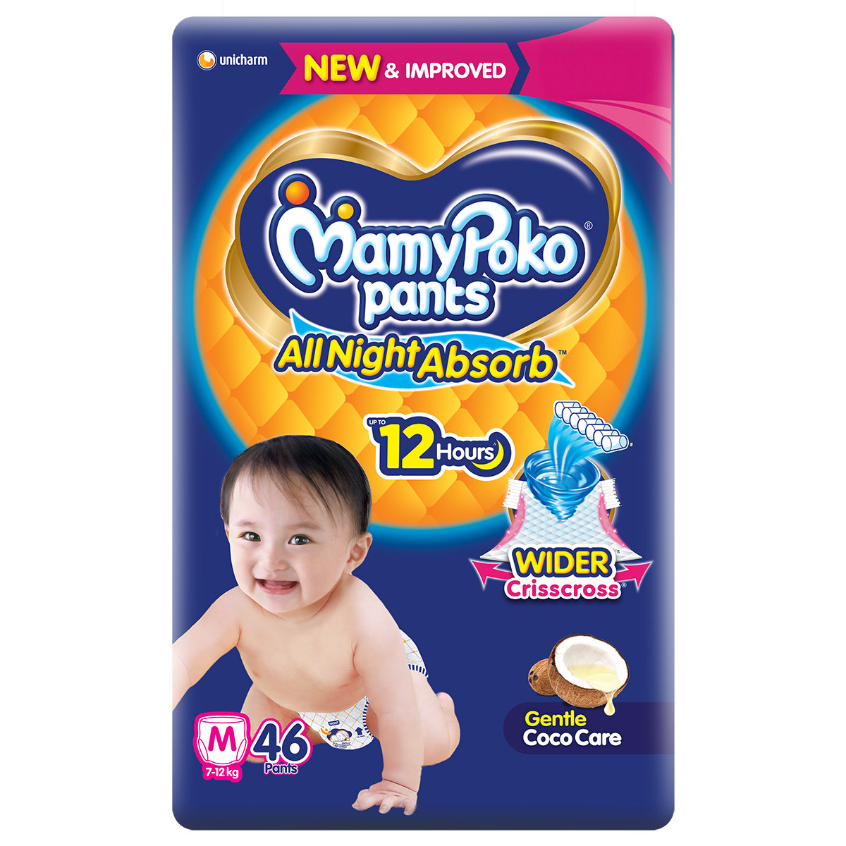 MamyPoko All Night Absorb Diapers Pants Medium, 46 Count, Pack of 1 MamyPoko All Night Absorb Diapers Pants Medium, 46 Count, Pack of 1