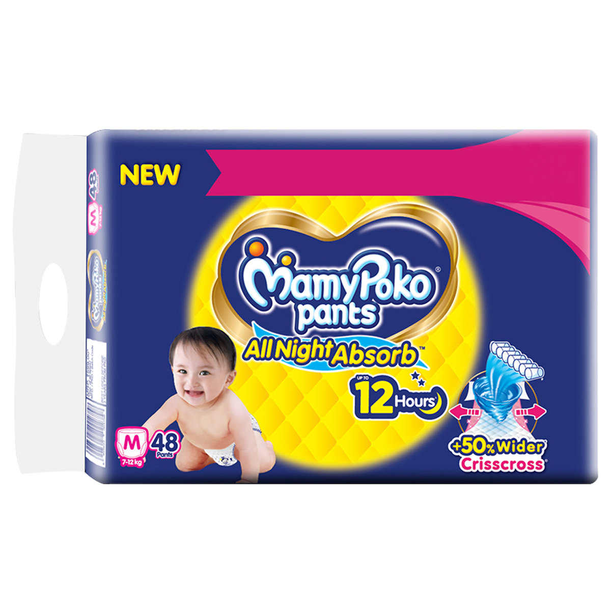MamyPoko All Night Absorb Diapers Pants Medium, 48 Count, Pack of 1 MamyPoko All Night Absorb Diapers Pants Medium, 48 Count, Pack of 1
