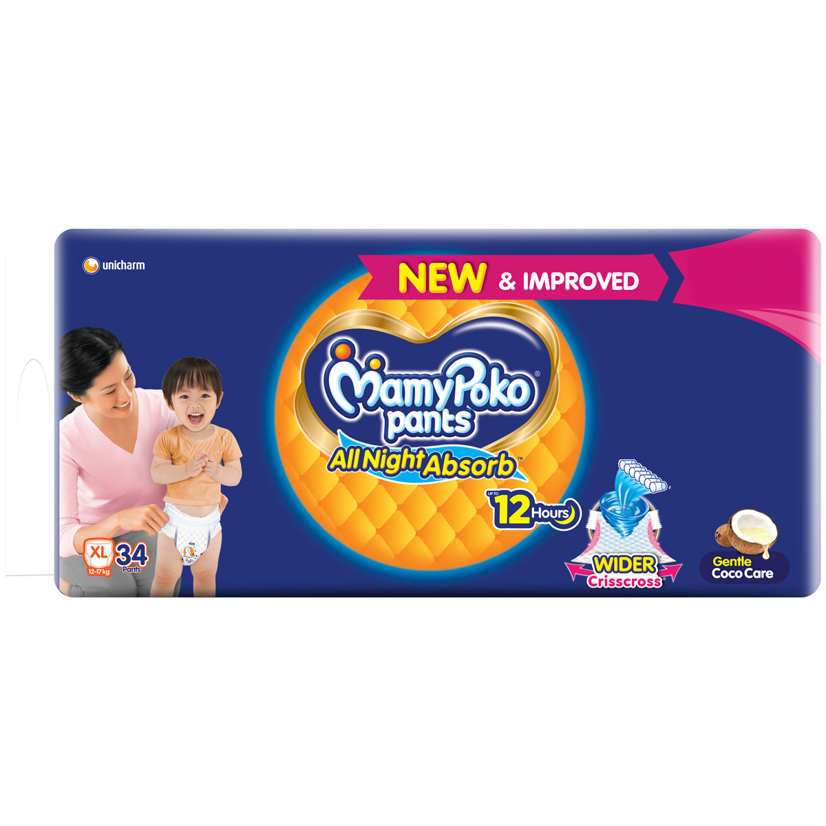 MamyPoko All Night Absorb Diapers Pants XL, 34 Count, Pack of 1 MamyPoko All Night Absorb Diapers Pants XL, 34 Count, Pack of 1