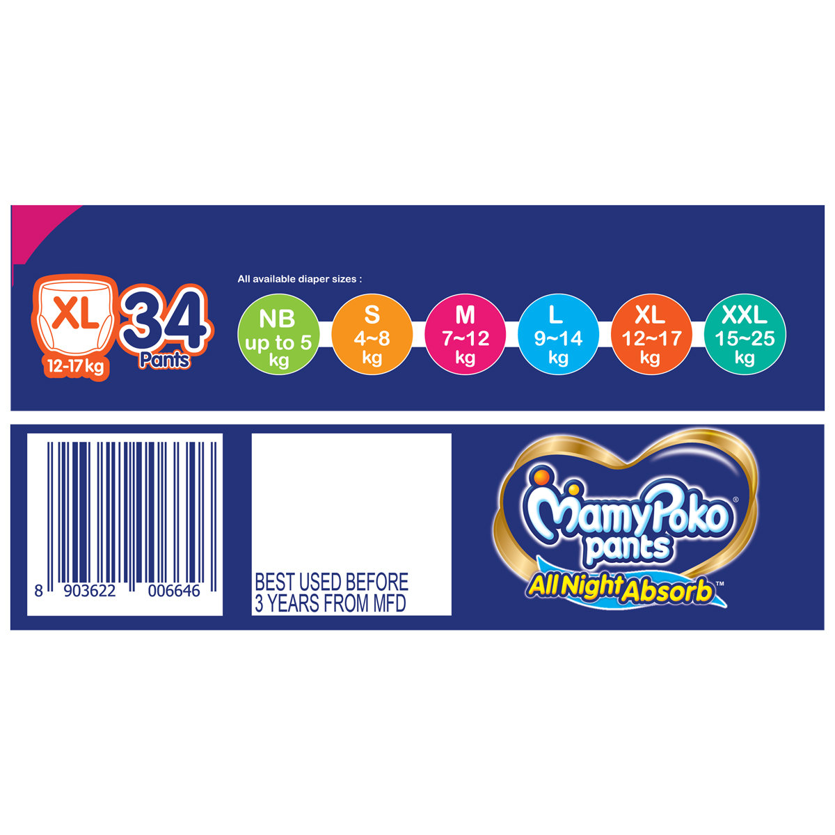 MamyPoko All Night Absorb Diapers Pants XL, 34 Count, Pack of 1 MamyPoko All Night Absorb Diapers Pants XL, 34 Count, Pack of 1