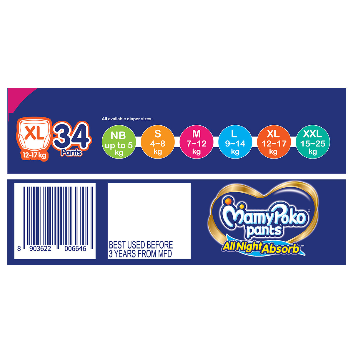 MamyPoko All Night Absorb Diapers Pants XL, 34 Count, Pack of 1 MamyPoko All Night Absorb Diapers Pants XL, 34 Count, Pack of 1