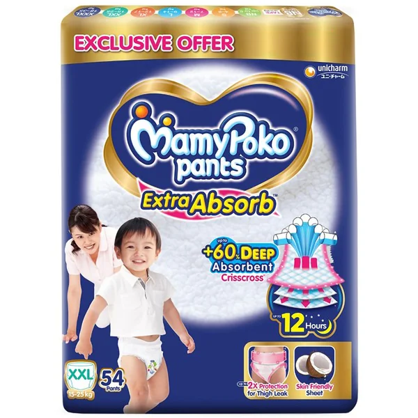 Mamypoko Extra Absorb Diaper Pants XXL, 54 Count, Pack of 1