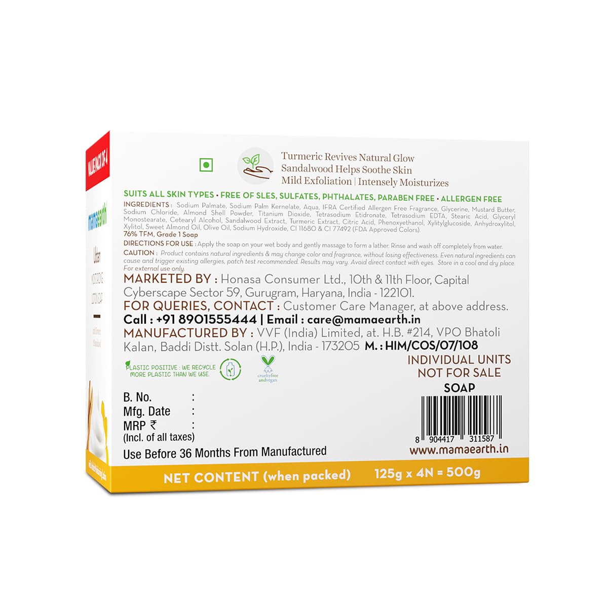 Mamaearth Ubtan Moisturizing Lotion Soap, 4x125 gm, Pack of 1 Mamaearth Ubtan Moisturizing Lotion Soap, 4x125 gm, Pack of 1