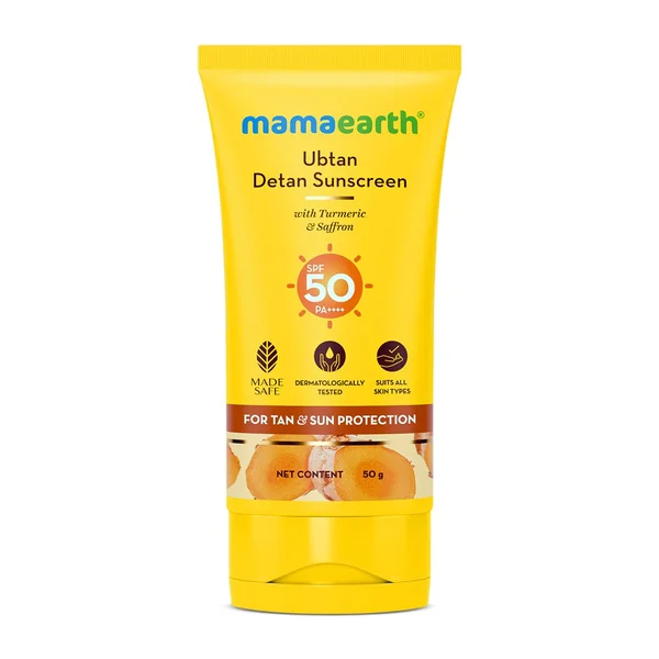 Mamaearth Ubtan Detan SPF 50 PA++++ Sunscreen, 50 gm