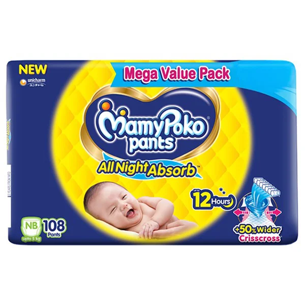 MAMYPOKO PANTS ALL NIGHT ABSORB NEW BORN 108'S