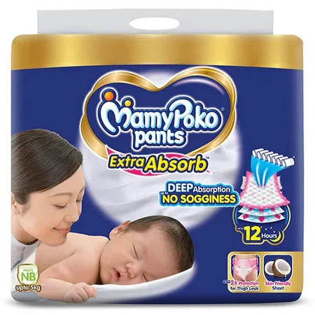 MamyPoko Extra Absorb Diaper Pants New Born, 54 Count