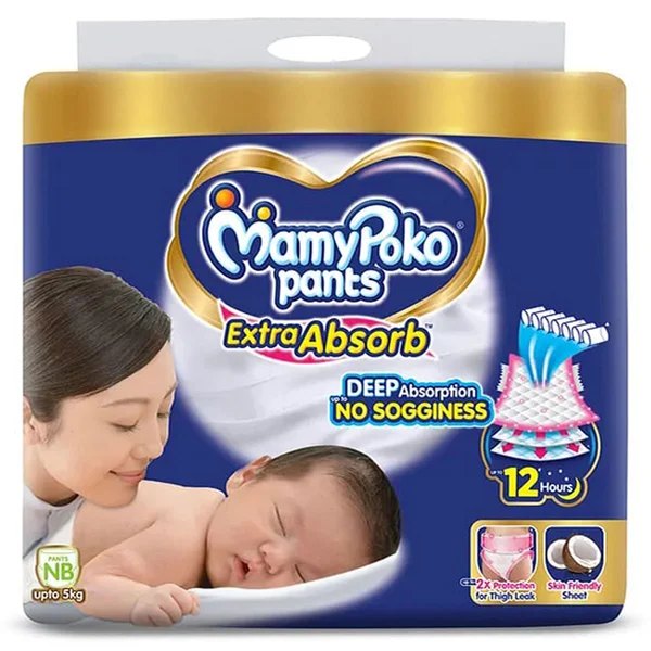 MamyPoko Extra Absorb Diaper Pants New Born, 54 Count, Pack of 1