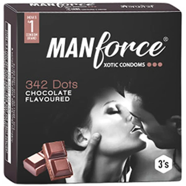 Manforce 342 Dots Xotic Chocolate Flavour Condoms, 3 Count, Pack of 1
