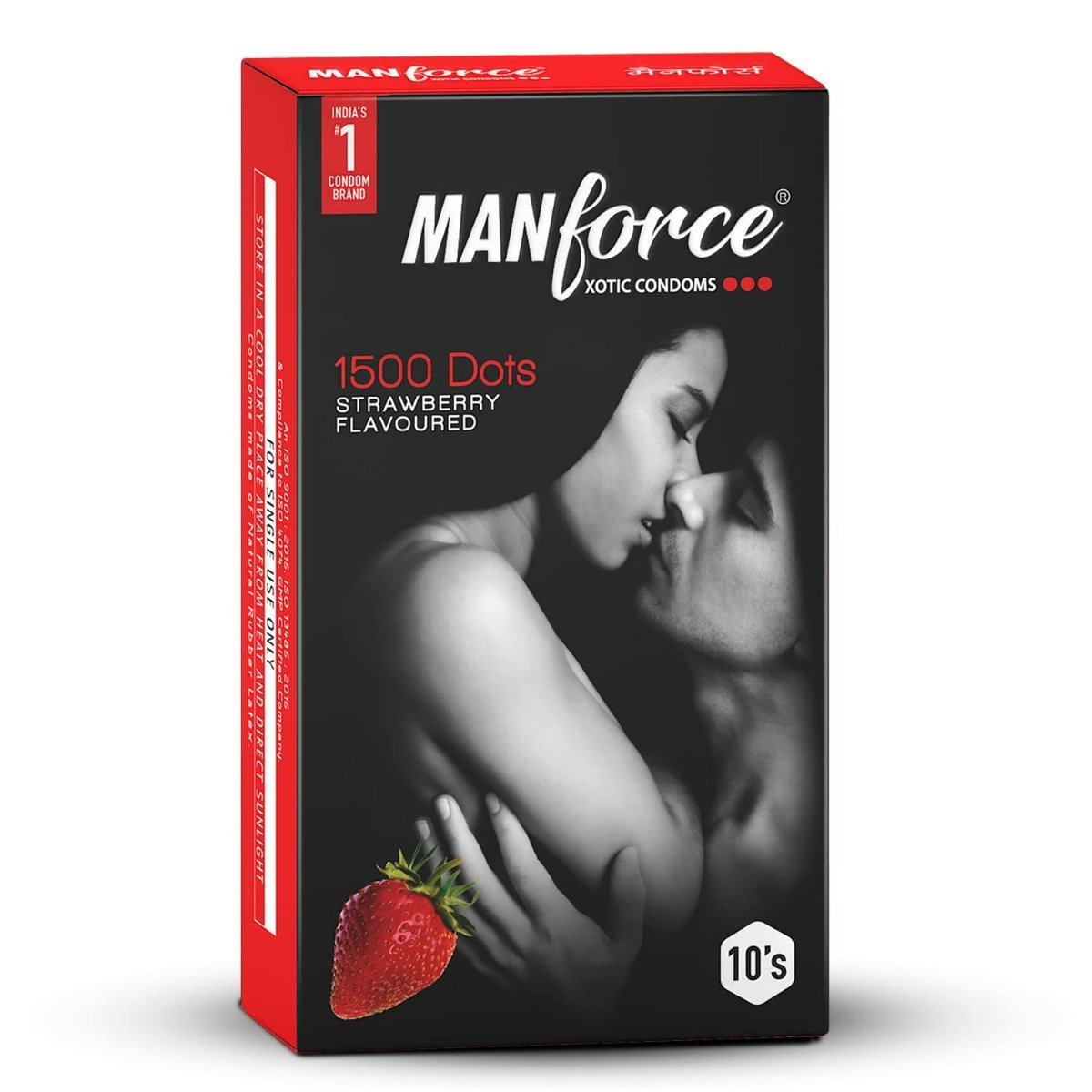 Manforce 1500 Dots Xotic Strawberry Flavour Condoms, 10 Count, Pack of 1 Manforce 1500 Dots Xotic Strawberry Flavour Condoms, 10 Count, Pack of 1
