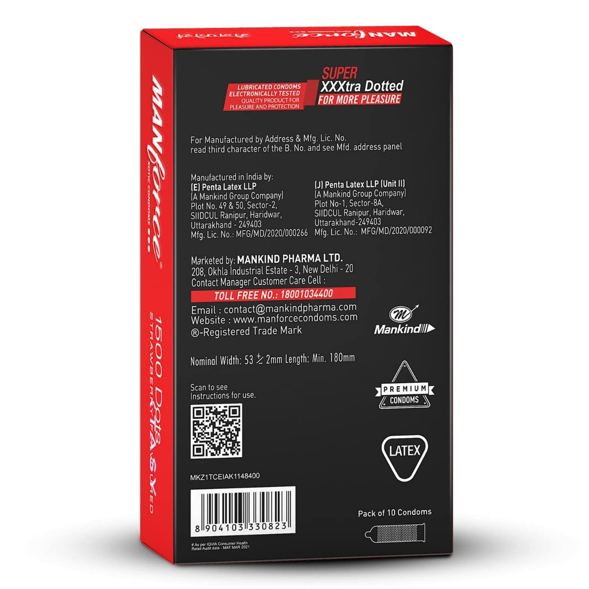 Manforce 1500 Dots Xotic Strawberry Flavour Condoms, 10 Count, Pack of 1 Manforce 1500 Dots Xotic Strawberry Flavour Condoms, 10 Count, Pack of 1