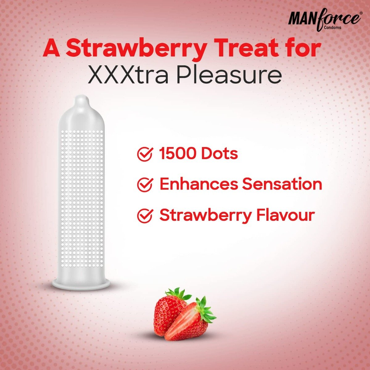 Manforce 1500 Dots Xotic Strawberry Flavour Condoms, 10 Count, Pack of 1 Manforce 1500 Dots Xotic Strawberry Flavour Condoms, 10 Count, Pack of 1