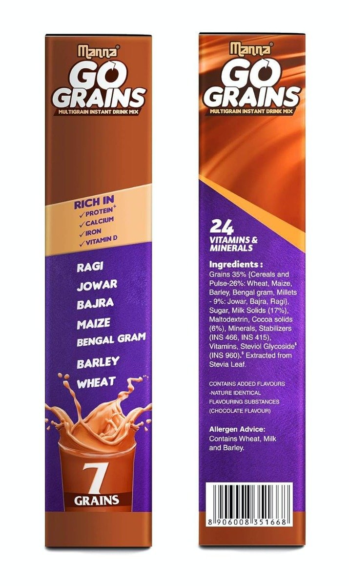 Manna Go Grains Multigrain Chocolate Flavour Powder, 400 gm, Pack of 1 Manna Go Grains Multigrain Chocolate Flavour Powder, 400 gm, Pack of 1