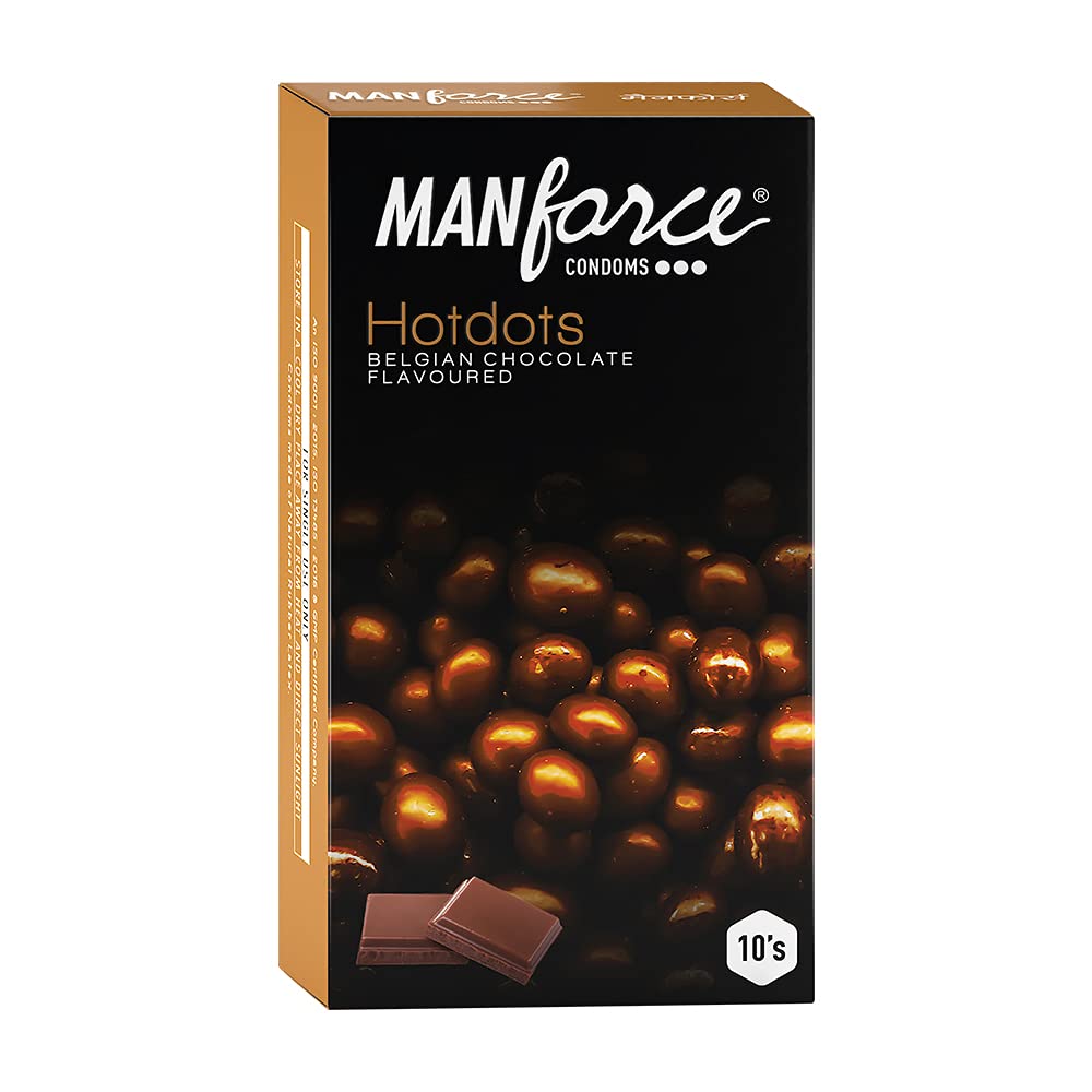 Manforce Hotdots Belgian Chocolate Flavour Condoms, 10 Count, Pack of 1 Manforce Hotdots Belgian Chocolate Flavour Condoms, 10 Count, Pack of 1