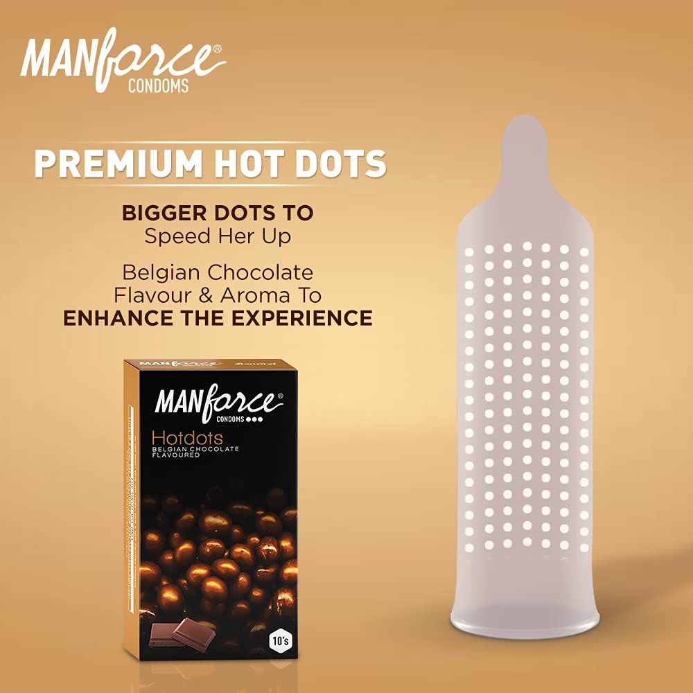 Manforce Hotdots Belgian Chocolate Flavour Condoms, 10 Count, Pack of 1 Manforce Hotdots Belgian Chocolate Flavour Condoms, 10 Count, Pack of 1