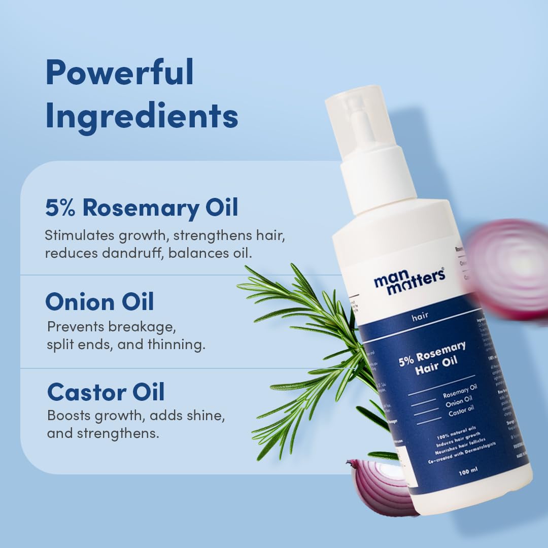 Man Matters 5% Rosemary Hair Oil 100 ml, Pack of 1 Man Matters 5% Rosemary Hair Oil 100 ml, Pack of 1