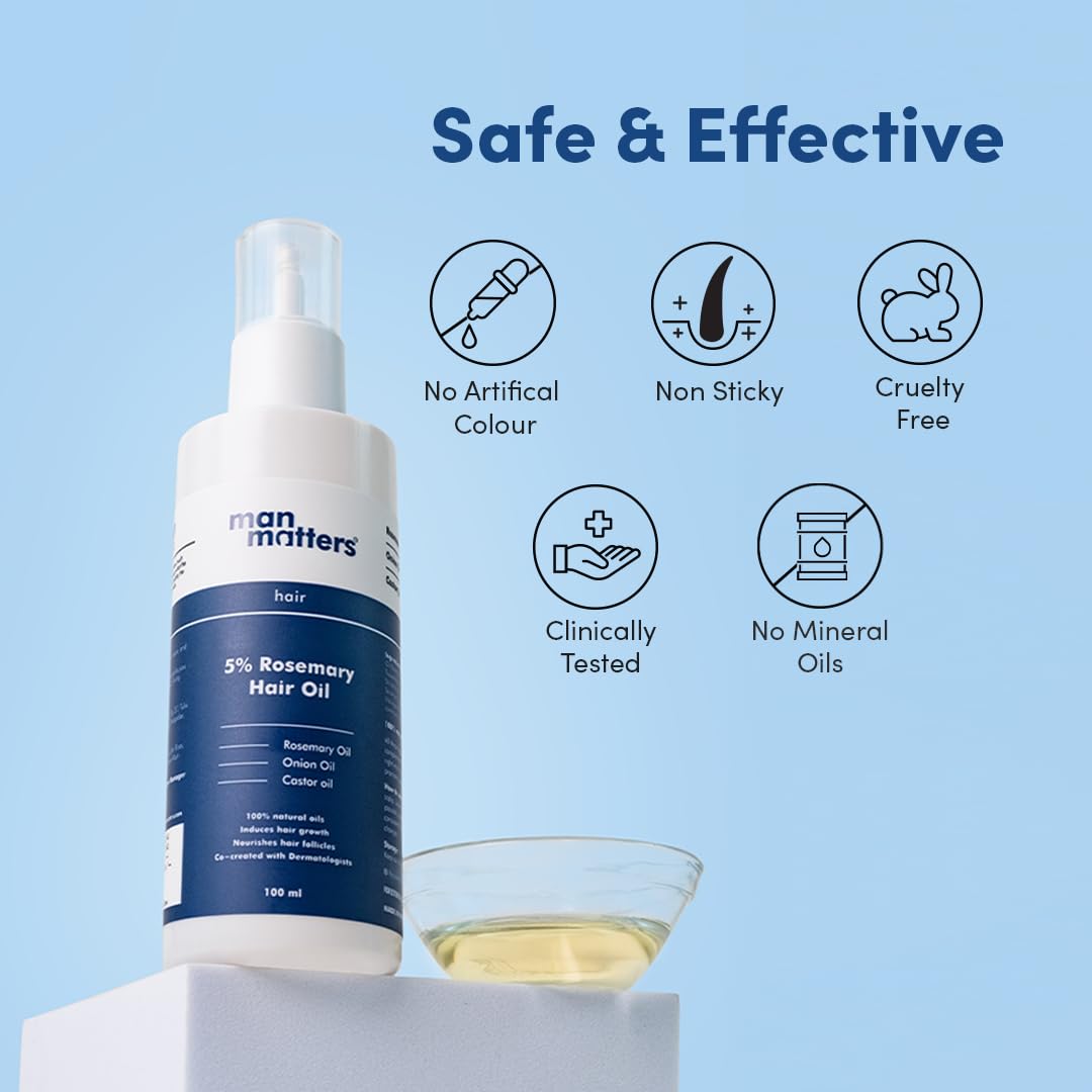 Man Matters 5% Rosemary Hair Oil 100 ml, Pack of 1 Man Matters 5% Rosemary Hair Oil 100 ml, Pack of 1