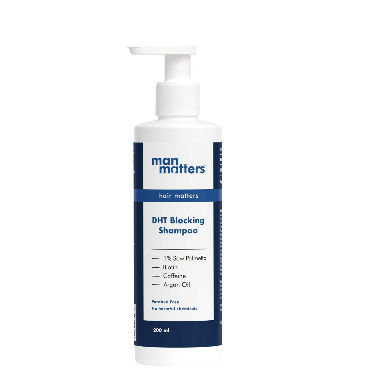 Man Matters DHT Blocking Anti Hair Fall Shampoo 200 ml |With 1% Saw Palmetto, Biotin, Caffeine & Argan Oil |Paraben & Sulphate Free, Pack of 1 Man Matters DHT Blocking Anti Hair Fall Shampoo 200 ml |With 1% Saw Palmetto, Biotin, Caffeine & Argan Oil |Paraben & Sulphate Free, Pack of 1