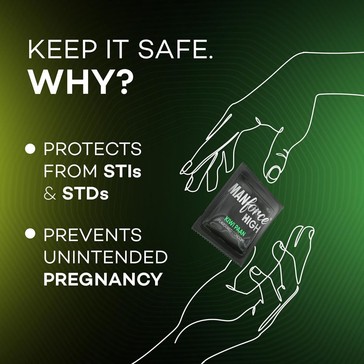 Manforce High Kiwi Paan Flavour Condoms for Men, 10 Count, Pack of 1 Manforce High Kiwi Paan Flavour Condoms for Men, 10 Count, Pack of 1