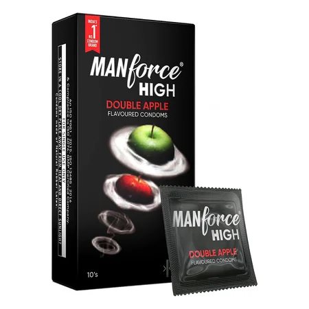 Manforce High Double Apple Flavour Condoms for Men, 10 Count
