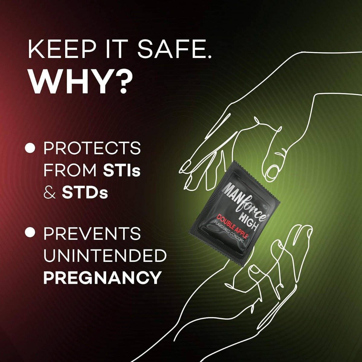 Manforce High Double Apple Flavour Condoms for Men, 10 Count, Pack of 1 Manforce High Double Apple Flavour Condoms for Men, 10 Count, Pack of 1