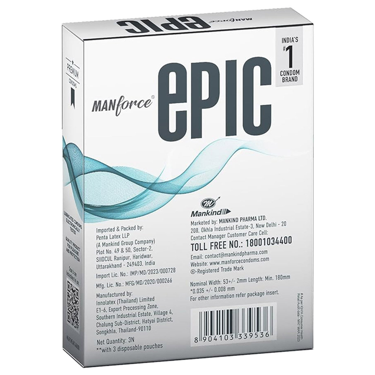 Manforce Epic Thinx Ultra Thin Condom, 3 Count, Pack of 1 Manforce Epic Thinx Ultra Thin Condom, 3 Count, Pack of 1