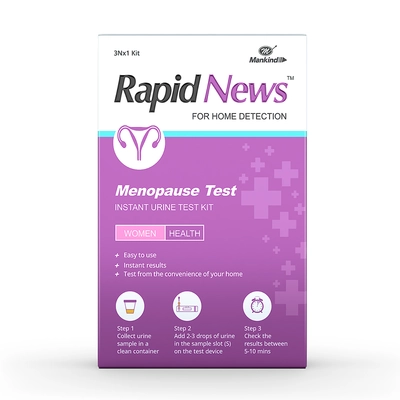 Mankind Rapid News Menopause Urine Test Kit, 3 Count, Pack of 1