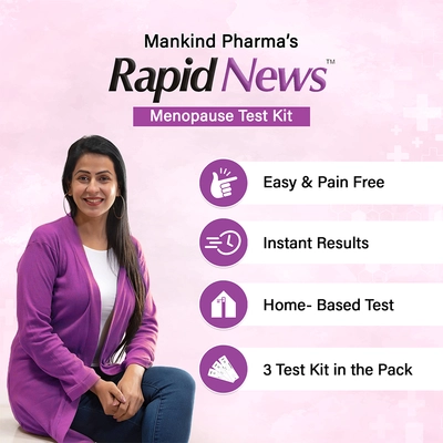 Mankind Rapid News Menopause Urine Test Kit, 3 Count, Pack of 1